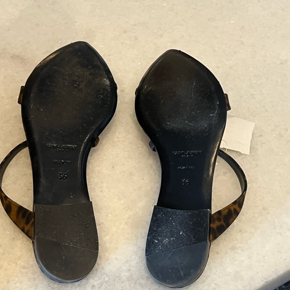 Saint Laurent AUTHENTIC Tanger leopard print slides sandal - Picture 10 of 12